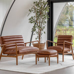 Datsun Leather Footstool | Antique Brown