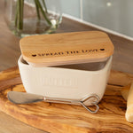 Butter Dish & Knife Set | Spread The Love | White