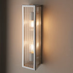 Newham Ribbed Double Bathroom Wall Light | Chrome/Clear