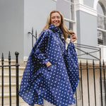Aqua Waterproof Polka Dot Poncho | Blue
