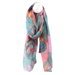 Lightweight Abstract Butterfly Wing Print Scarf with Metallic Foil