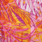 Lightweight Abstract Tropical Leaf Print Scarf | Pink & Orange