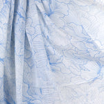 Lightweight Floral Sketch Print Scarf | Blue & White