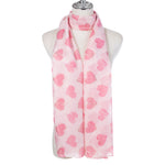 Lightweight Heart Print Scarf | Pink