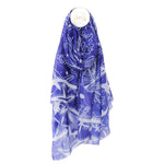 Lightweight Nautical Seashell Print Scarf | Blue & White
