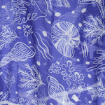 Lightweight Nautical Seashell Print Scarf | Blue & White
