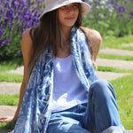 Lightweight Nautical Seashell Print Scarf | Blue & White
