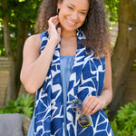 Lightweight Shatter Print Scarf | Navy & White