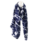 Lightweight Shatter Print Scarf | Navy & White