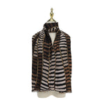 Women's Abstract Spots & Stripes Print Scarf | Brown & Gold
