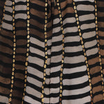 Women's Abstract Spots & Stripes Print Scarf | Brown & Gold