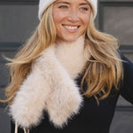 Women's Faux Fur Pull Through Scarf | Linen White