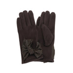 Women's Gloves with Studded Bow | Chocolate Brown