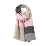 Women's Knitted Stripe Scarf | Grey/Pink/Beige
