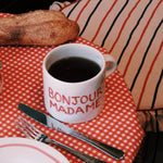 Ceramic 'Bonjour' Mugs | Set of 2