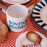 Ceramic 'Bonjour' Mugs | Set of 2