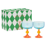 Paradise Cocktail Glasses | Blue & Orange | Set of 2
