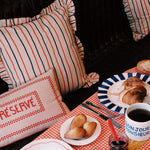 Rayure Frill Cushion | Red & Blue | 50cm