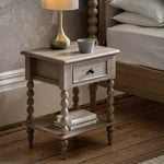 Artisan Bobbin 1 Drawer Bedside Table | Limewashed Oak