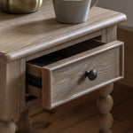 Artisan Bobbin 1 Drawer Bedside Table | Limewashed Oak