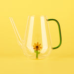 Botanical Sunflower Glass Watering Can | 1L