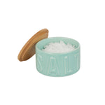 Ceramic Salt Cellar with Bamboo Lid | Turquoise