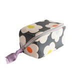 Multi Flower Flat Lay Cosmetic Bag | Charcoal