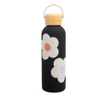 Multi Flower Metal Water Bottle | Charcoal
