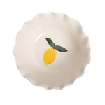 Scalloped Lemon Stoneware Bowl | Blue Candy Stripes | 16cm