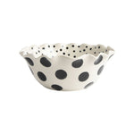 Scalloped Mono Spots Bowl | 20cm