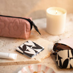 Square Checkmate Hearts Pocket Mirror | Monochrome