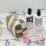 Stripe Cube Cosmetic Bag | Pink & Green