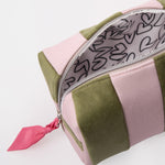 Stripe Cube Cosmetic Bag | Pink & Green