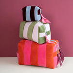 Stripe Cube Cosmetic Bag | Pink & Green