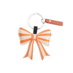 Vegan Leather Stripe Bow Keyring | Orange