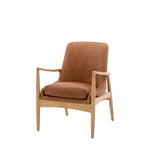 Carrera Leather Mid-Century Modern Armchair | Brown