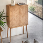 Milano Chevron 2 Door Cocktail Cabinet | Oak