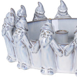 4-Taper Candle Holder with Decorative Santa Figurines | White Ceramic | 30cm