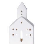 Festive Townhall Tealight Holder | White Stoneware | 15cm