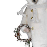 Festive Winter Bear Figurine Holding Christmas Wreath | 35cm