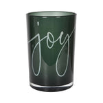 'Joy' Glass Candle Holder | Green | 18cm