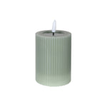 LED Pillar Candle with Ribbed Detail | Sage | 13.5cm