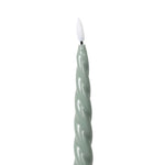 LED Taper Candles with Twist Detail | Sage | Set of 2