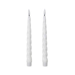 LED Taper Candles with Twist Detail | White | Set of 2