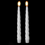 LED Taper Candles with Twist Detail | White | Set of 2