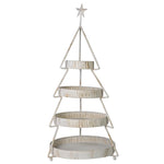 Rustic 3-Tier Christmas Tree Shelving Display Unit | Whitewash Iron | 100cm