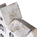 Rustic Snowcapped Townhouse Candle Holder | Whitewash Iron | 52cm