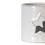 Rustic Tealight Holder with Star Cut-Out | Whitewash Porcelain | 8cm