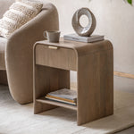 Colonna Fluted 1 Drawer Bedside Table | Mango Wood | Large