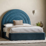 Arch Retro Velvet Bed Frame | Kingfisher Blue | King